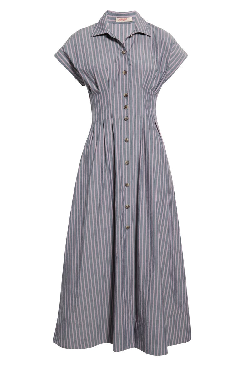 Arden Pima Cotton Midi Shirtdress, Main, color, NAVY/ LILAC STRIPE