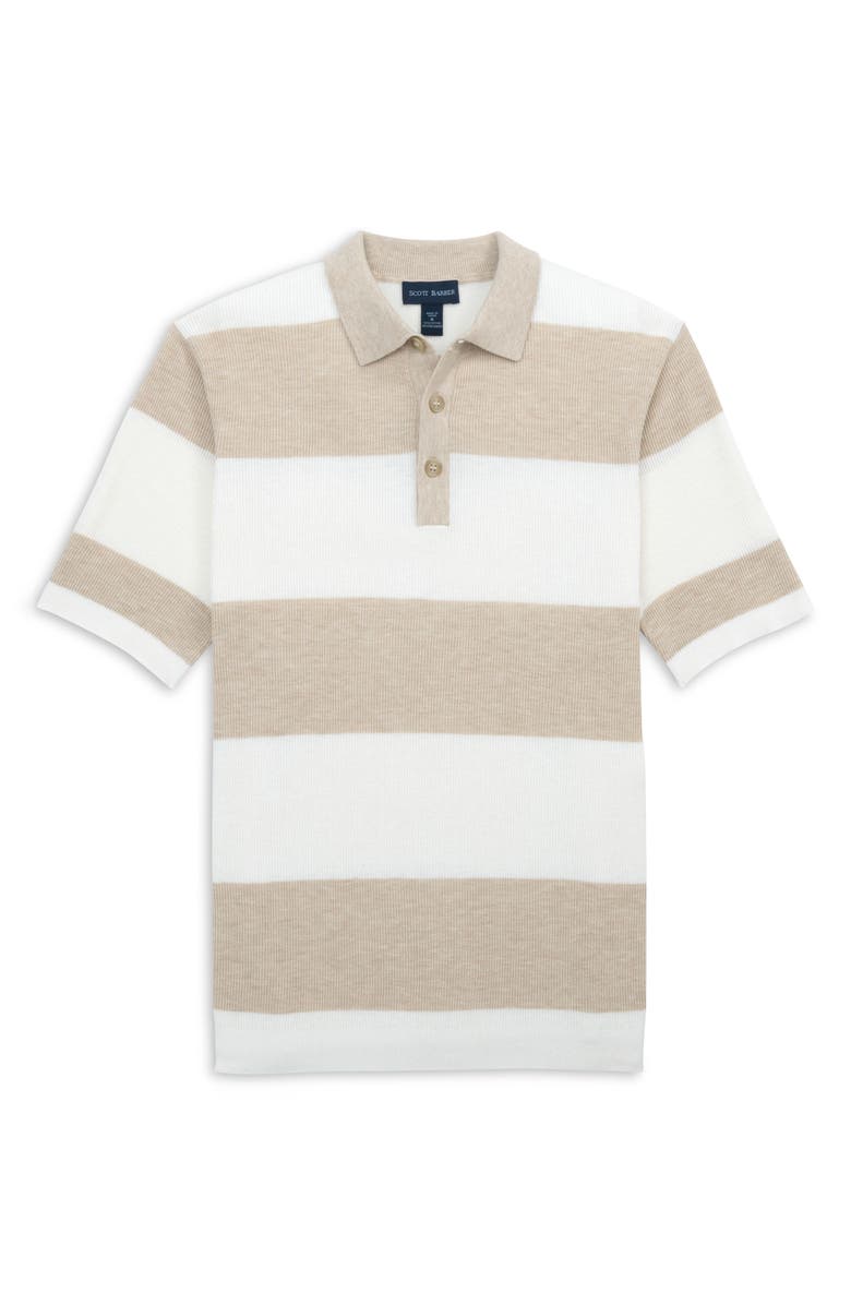 Scott Barber Stripe Rib Polo Sweater, Main, color, Flax