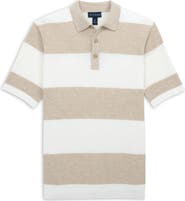 Scott Barber Stripe Rib Polo Sweater