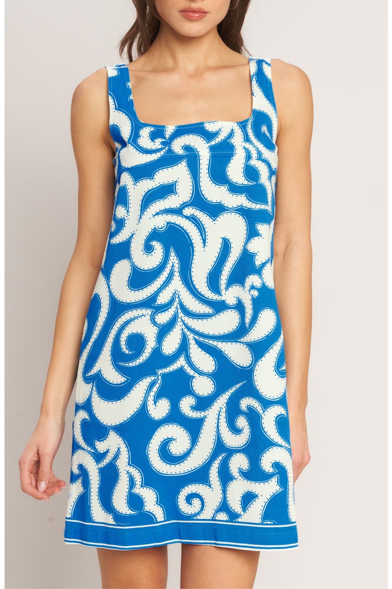 Print Minidress, Alternate, color, BLUE/ WHITE