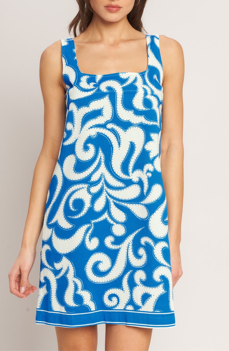 FLYING TOMATO Print Minidress, Alternate, color, Blue/ White