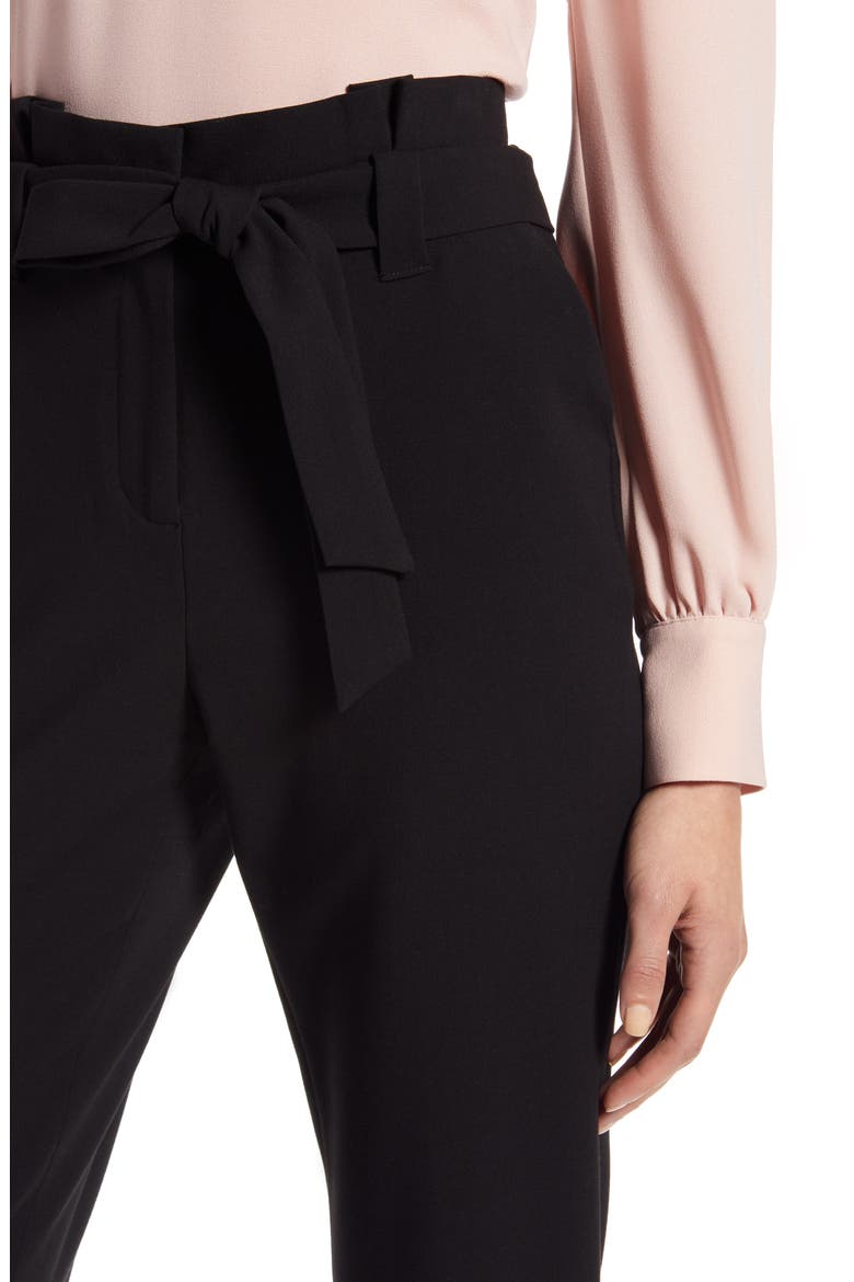 Paperbag Waist Twill Pants, Alternate, color, BLACK