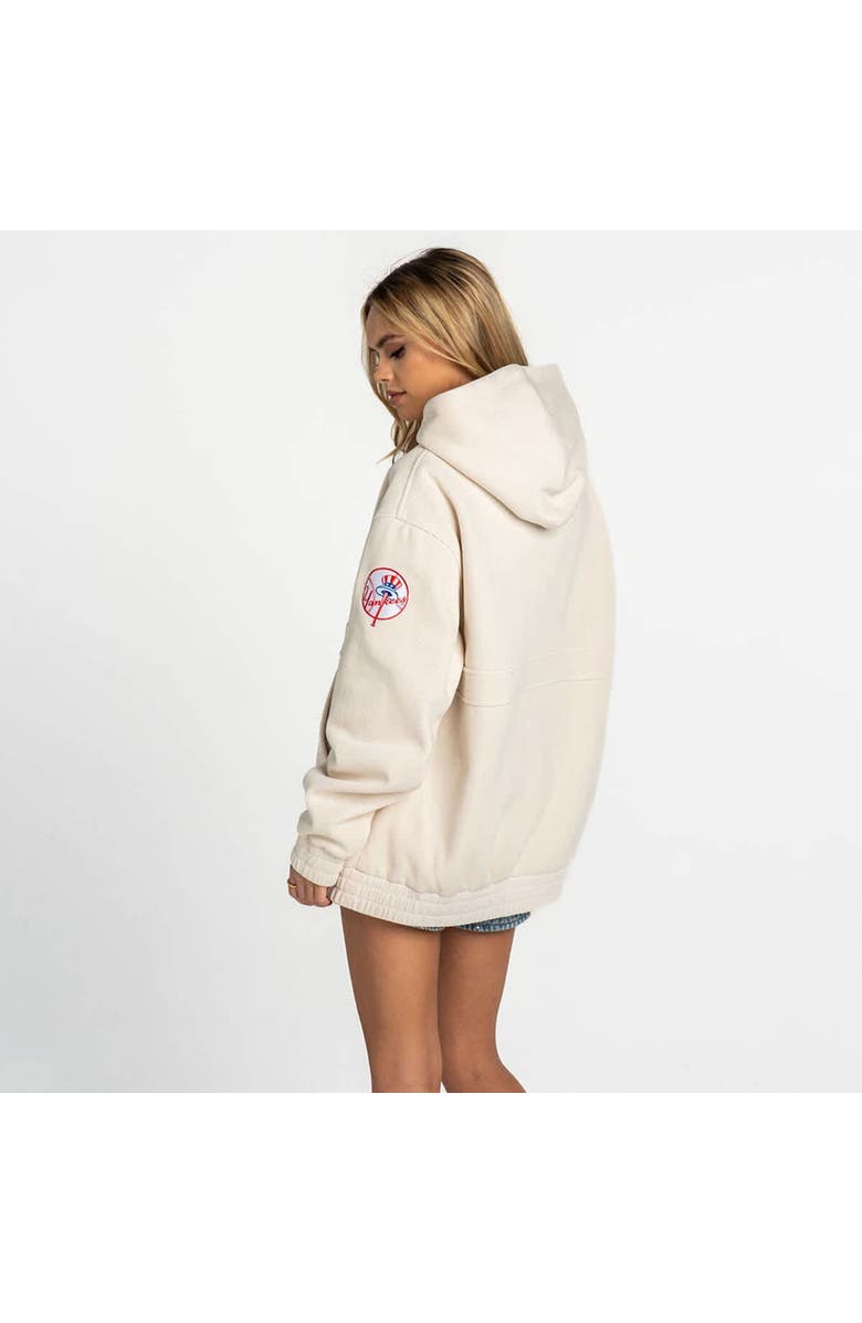 THE WILD COLLECTIVE Women's The Wild Collective  Cream New York Yankees Oversized Cord Hoodie, Alternate, color, Cream