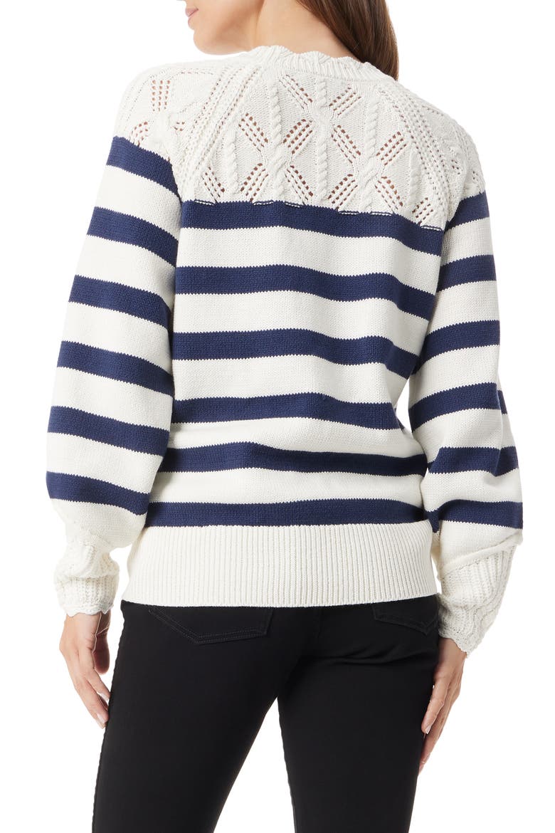 Joy Stripe Sweater, Alternate, color, GARDENIA