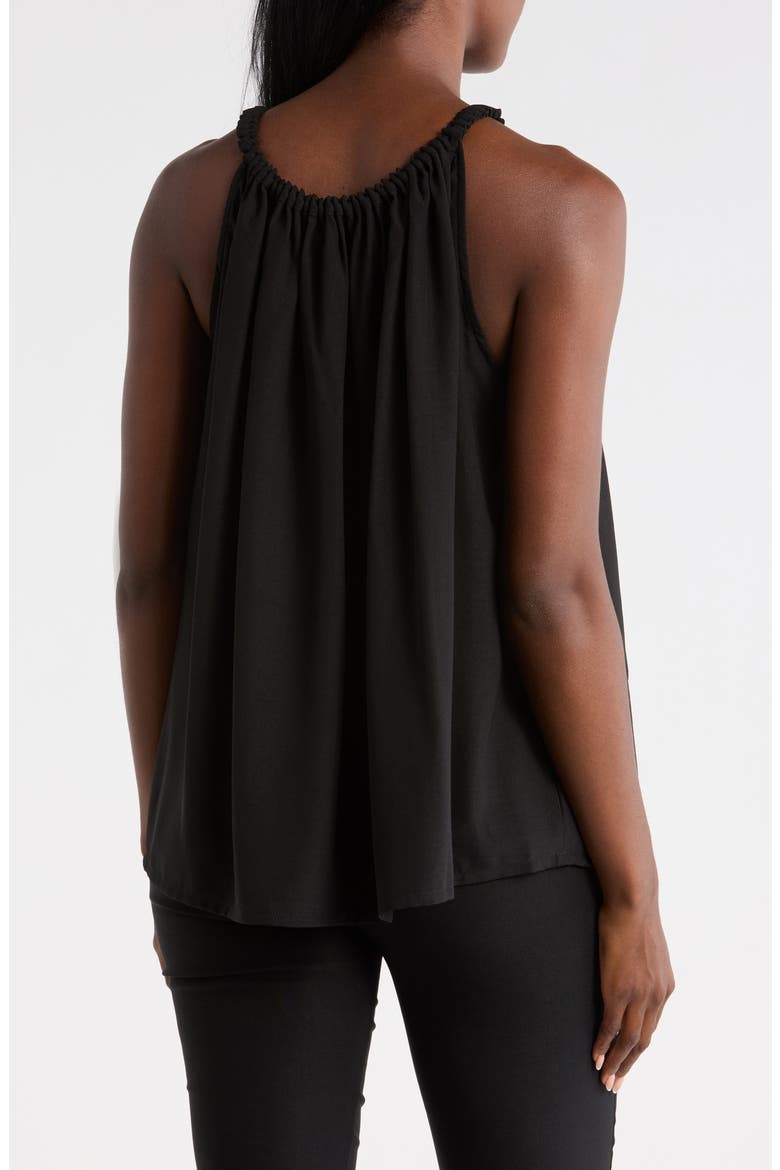Ruched Neck Tank, Alternate, color, BLACK