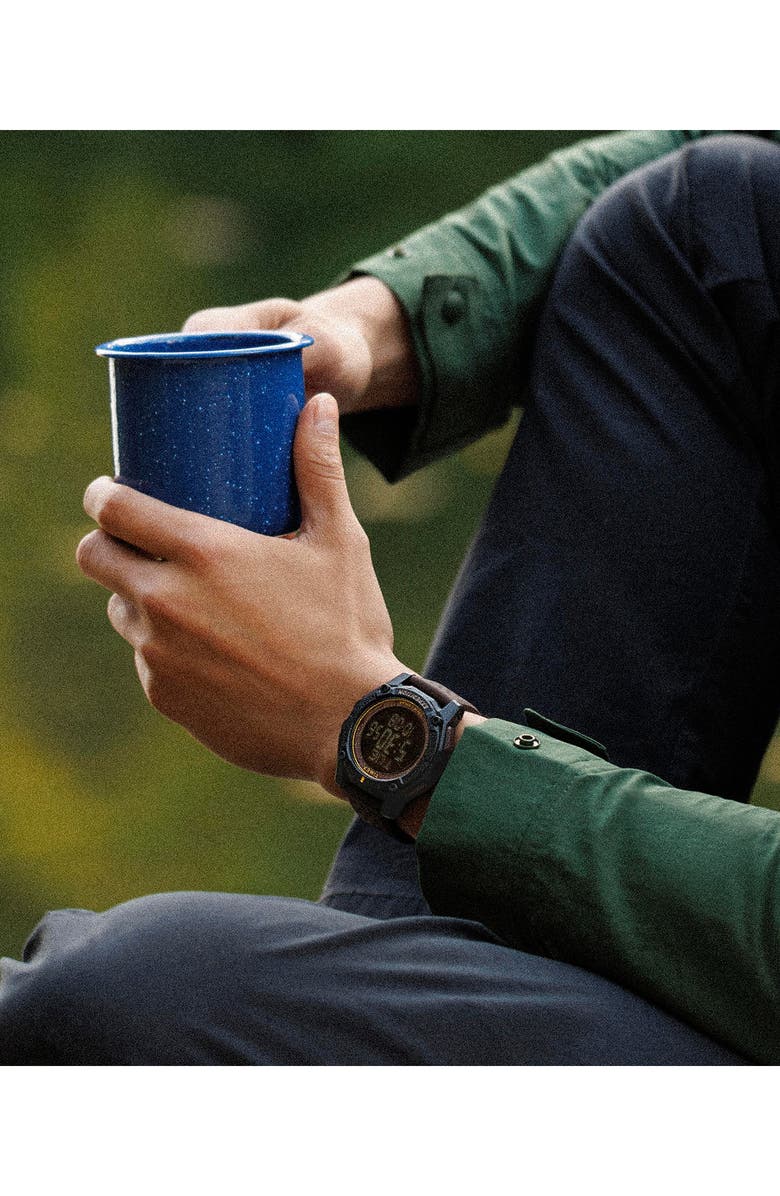 Timex<sup>®</sup> Expedition Ridge Solar Digital Silicone Strap Watch, 49mm, Alternate, color, Brown