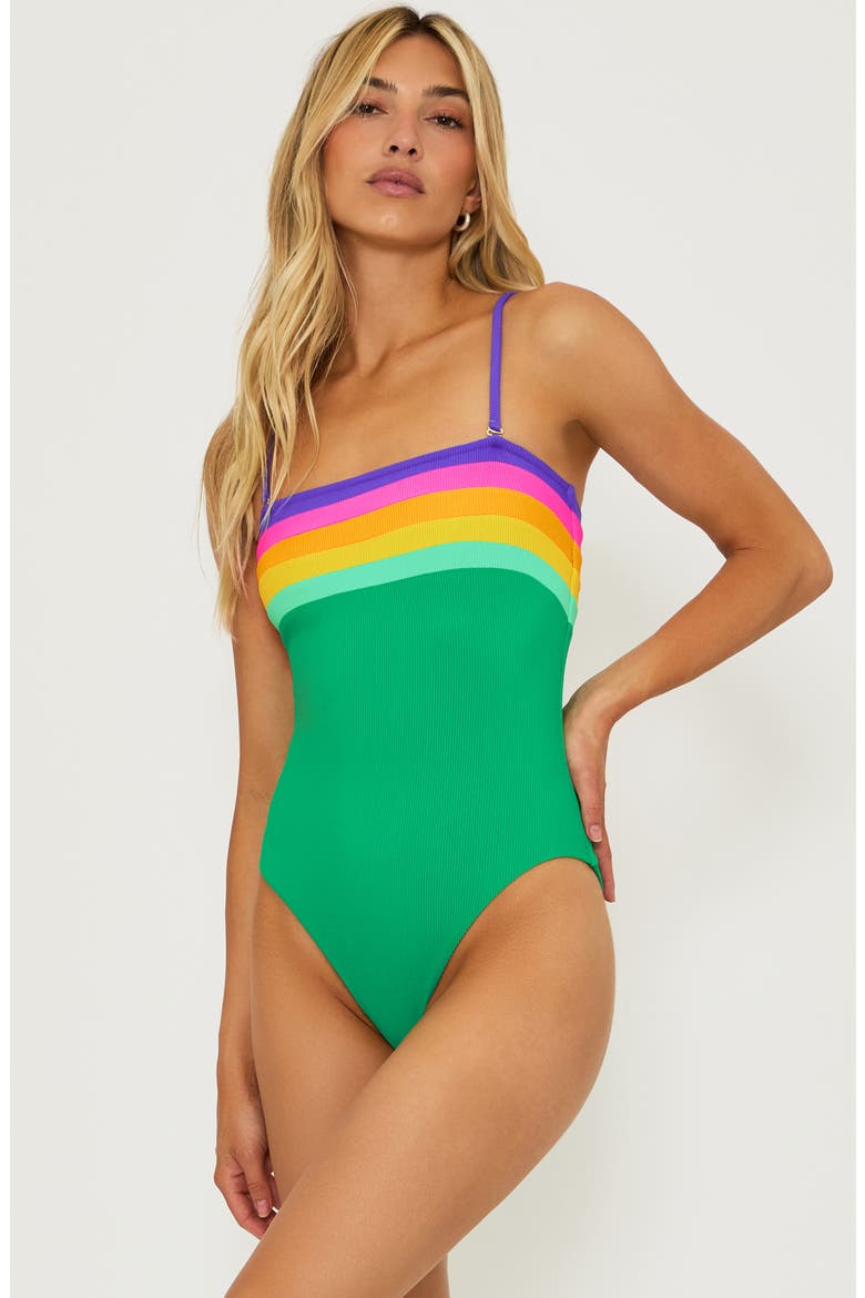 Jessa Stripe One-Piece Swimsuit, Alternate, color, TECHNICOLOR COLORBLOCK