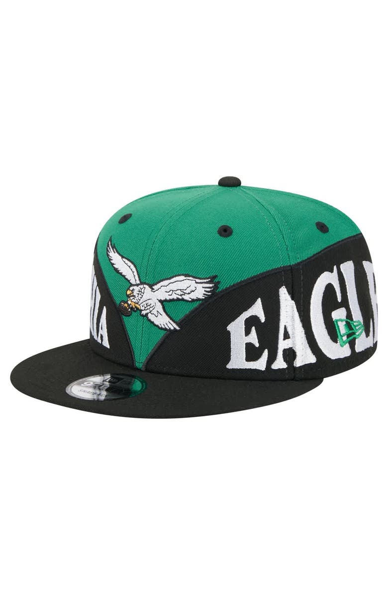 New Era Men's New Era  Kelly Green/Black Philadelphia Eagles Split 9FIFTY Snapback Hat, Alternate, color, 