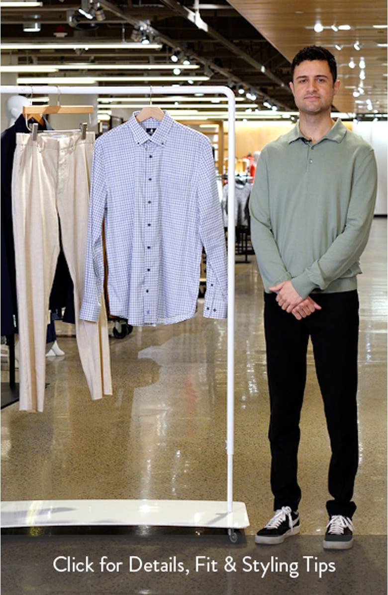 Morganstern Plaid Tucked Cotton Blend Button-Down Shirt, sales video thumbnail