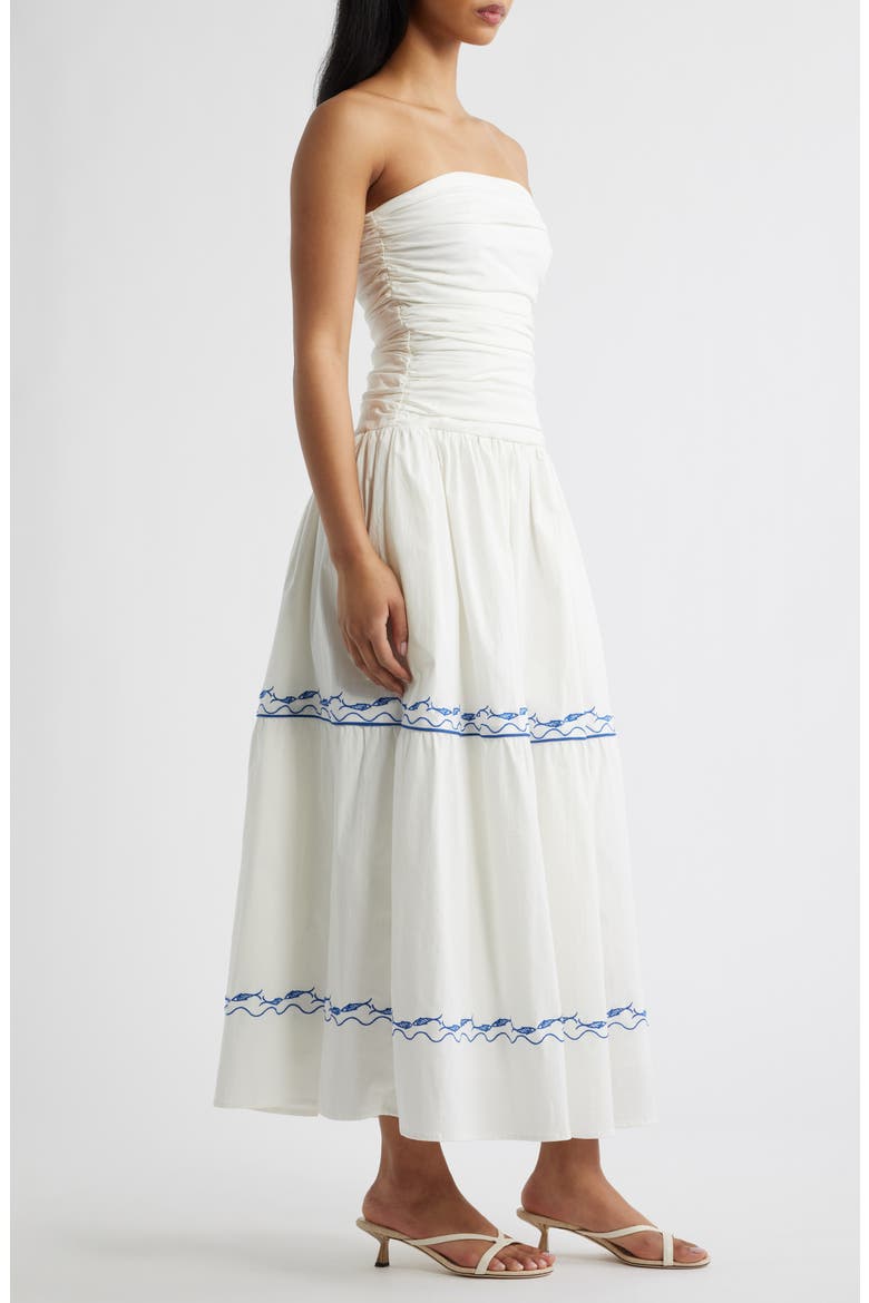 Oia Strapless Maxi Dress, Alternate, color, WHITE/ BLUE