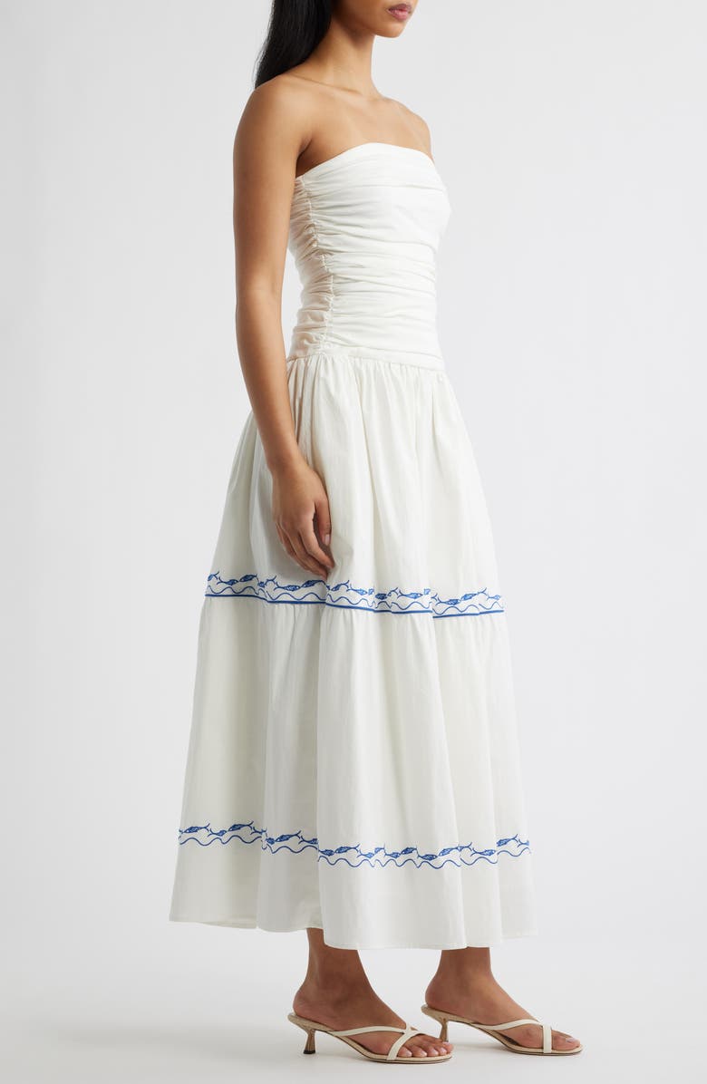 Line & Dot Oia Strapless Maxi Dress, Alternate, color, White/ Blue