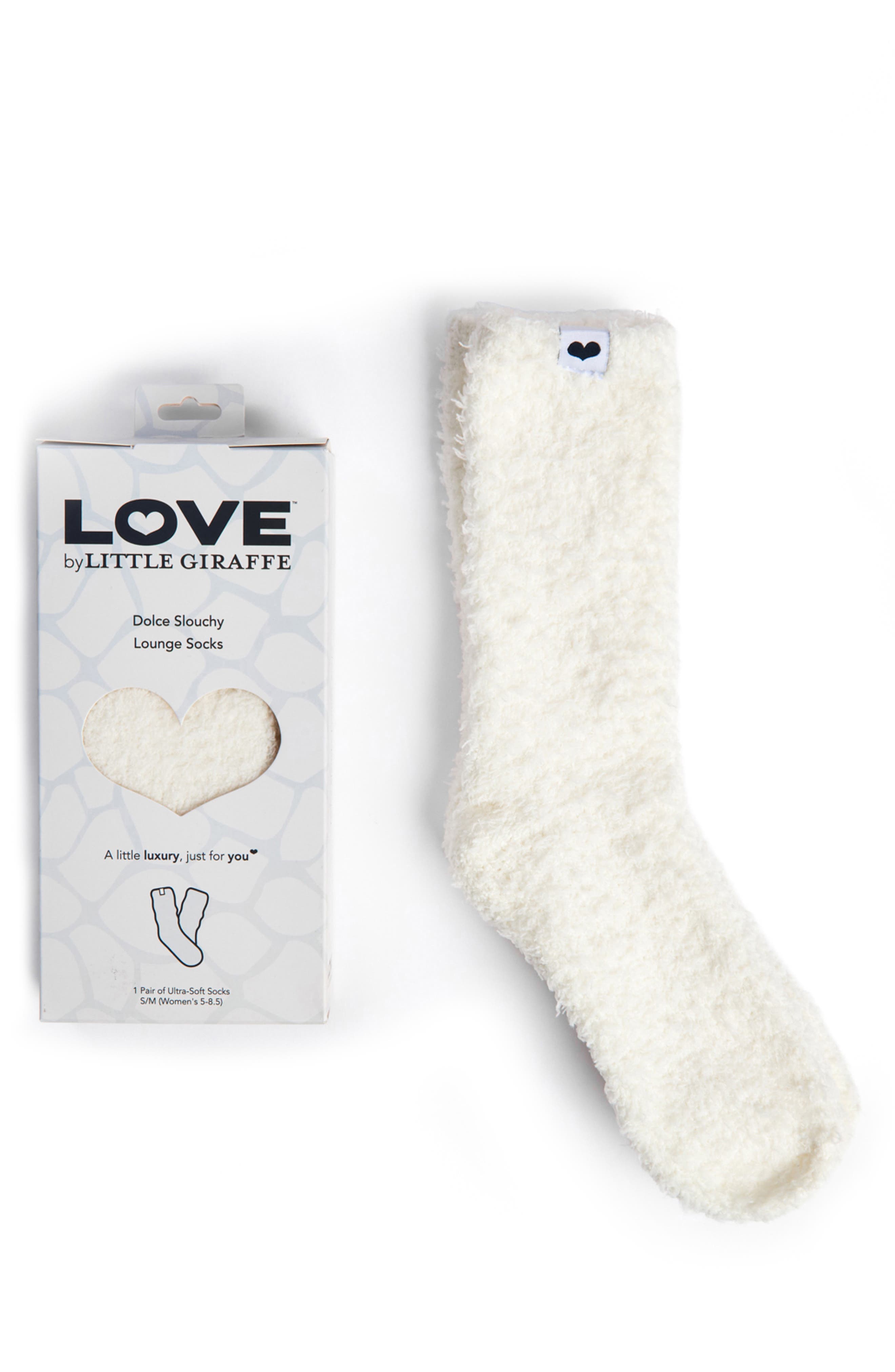 Little Giraffe Dolce Slouchy Lounge Socks, Main, color, Cream
