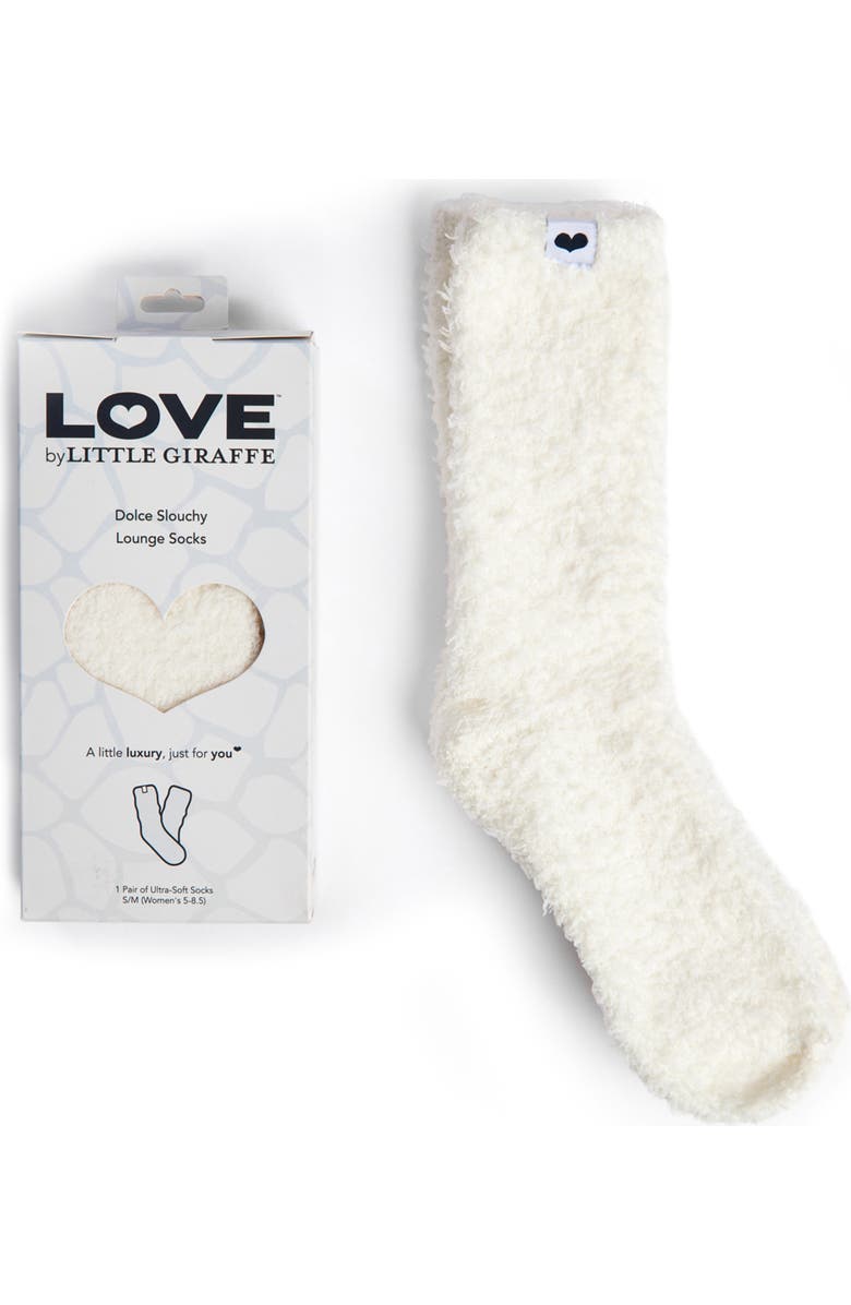 Little Giraffe Dolce Slouchy Lounge Socks, Main, color, Cream