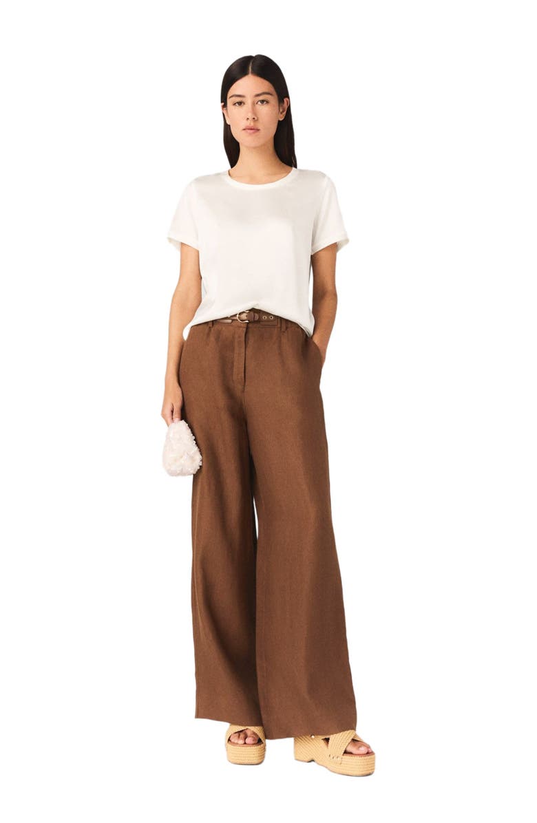 maje Short-sleeved silk top, Alternate, color, White
