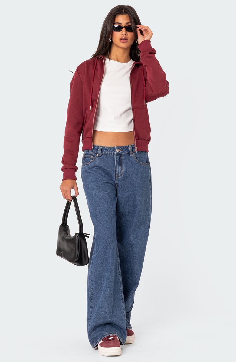 EDIKTED Avery Zip Hoodie, Alternate, color, Burgundy