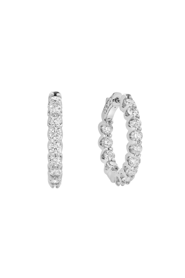 Livia 14K White Gold Diamond HoopEarrings - 3.98 Cts, Alternate, color, 14K White Gold