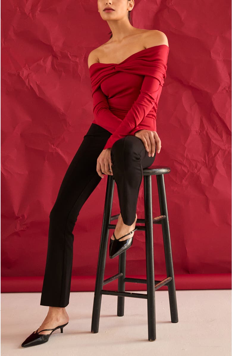 CRESCENT Knit Flare Pants, Alternate, color, Black