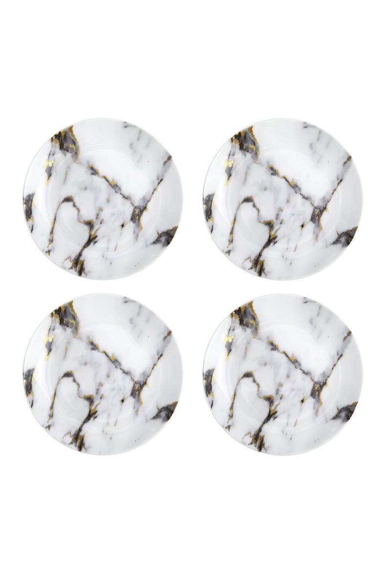 Marble Venice Fog Canape Plate, Set of 4, Main, color, White