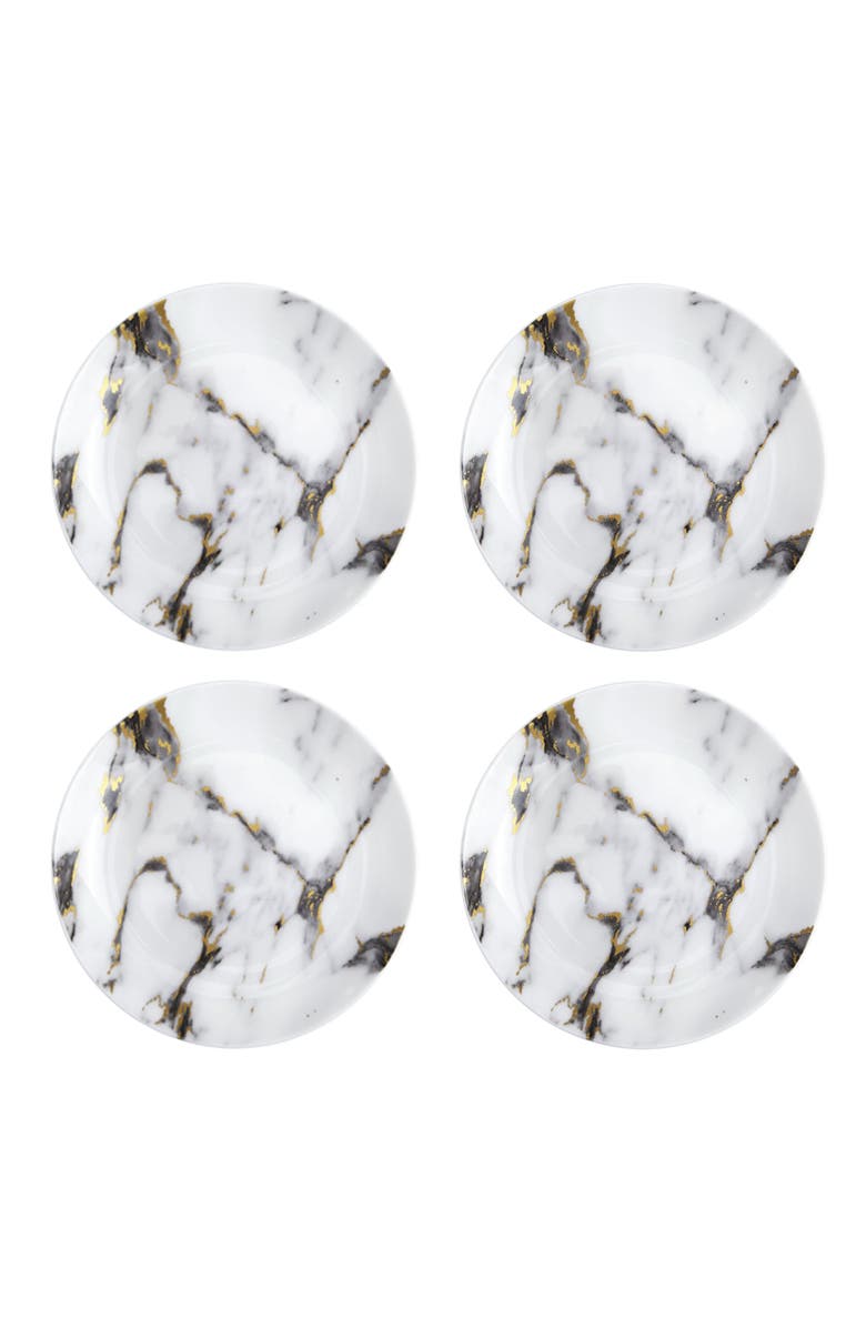 Prouna Marble Venice Fog Canape Plate, Set of 4, Main, color, White