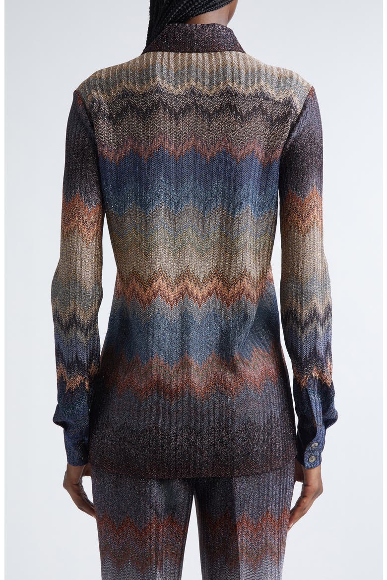Metallic Snake Zigzag Button-Up Shirt, Alternate, color, MICRO CHECK BLUE TONES