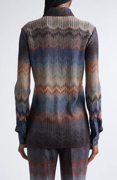 Missoni Metallic Snake Zigzag Button-up Shirt In Blue