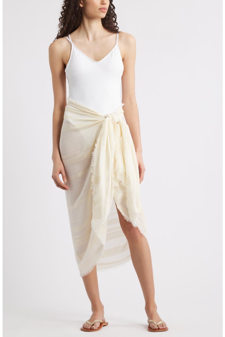 Sheer Stripe Pareo Wrap, Main, color, IVORY TOFU