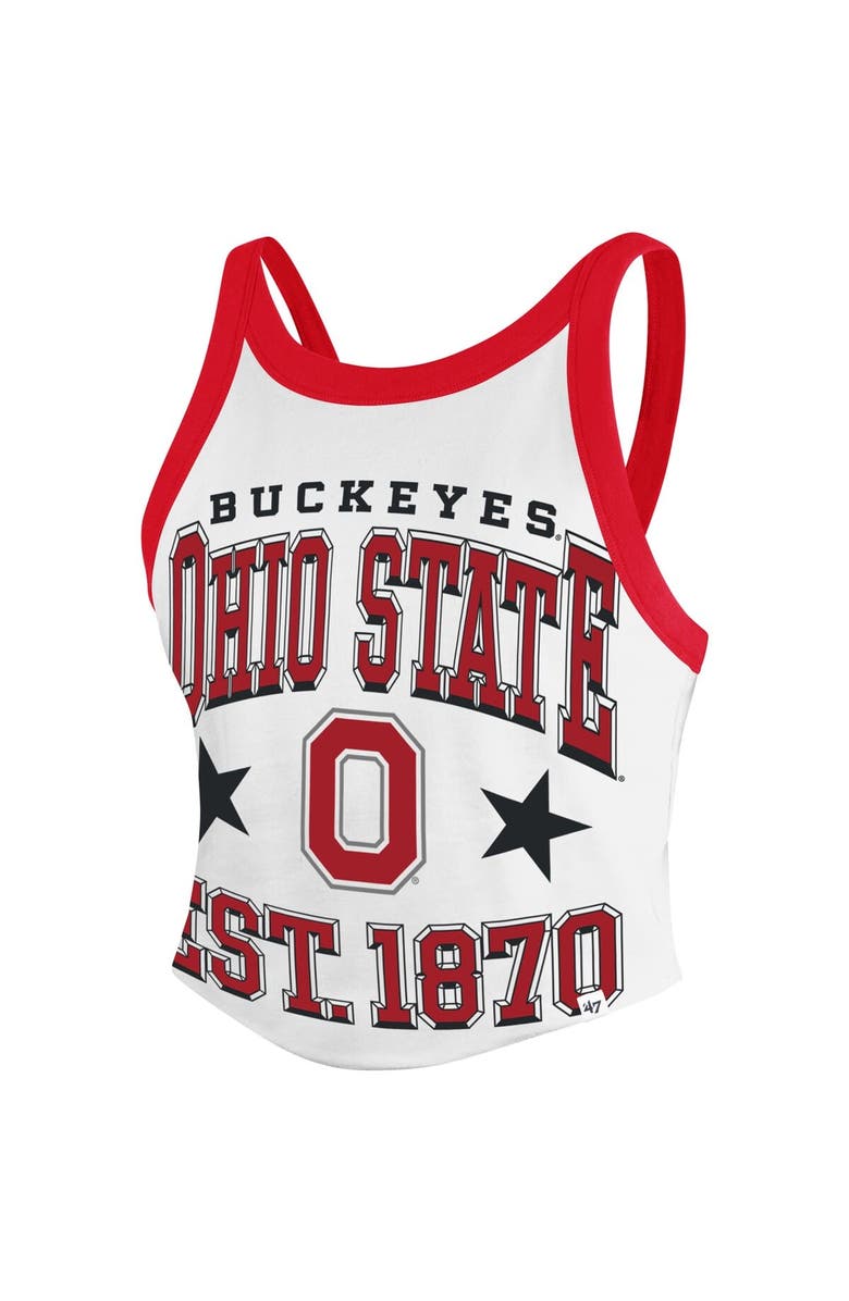 '47 Women's '47 White Ohio State Buckeyes Energize Sporty Cropped Racerback Tank Top, Alternate, color,
