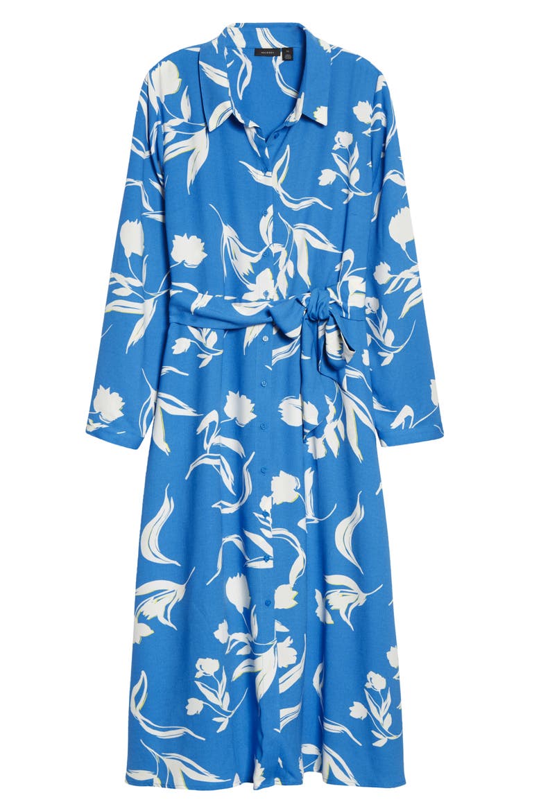 Long Sleeve Midi Shirtdress, Main, color, BLUE FLORAL