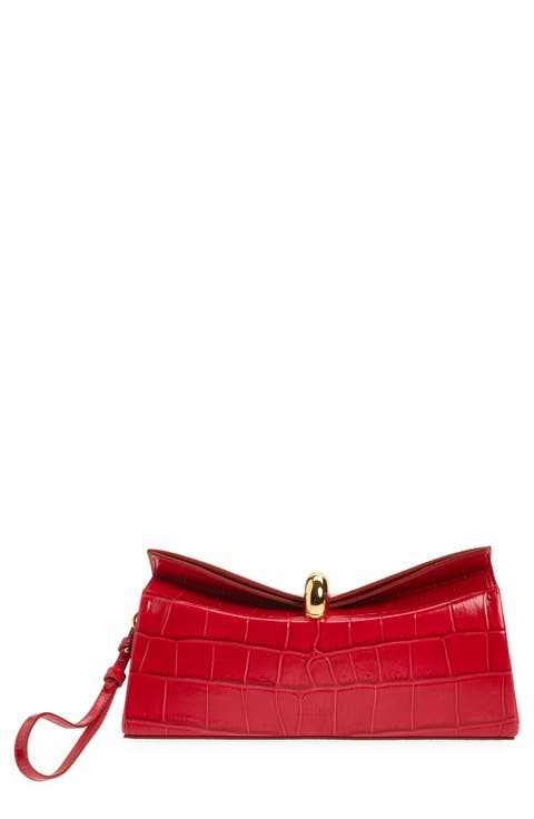 The Valérie Croc Embossed Leather Clutch