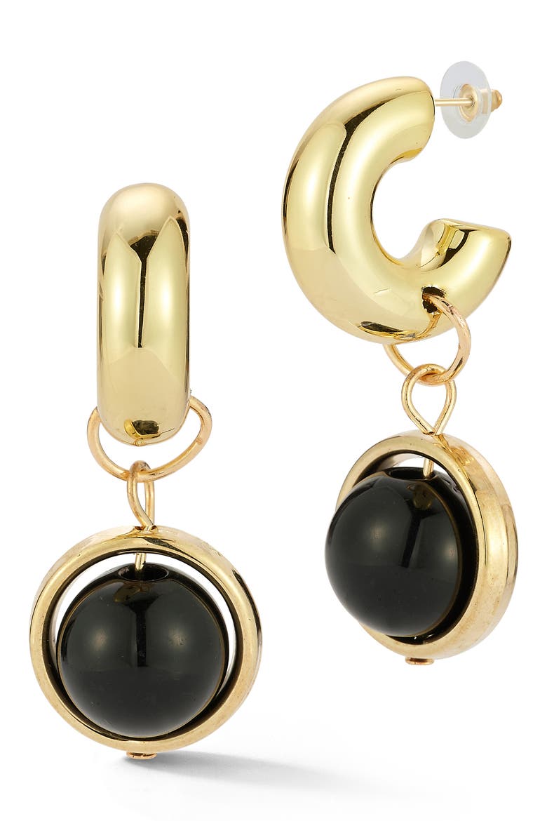 Ball Drop Huggie Hoop Earrings, Main, color, GOLD