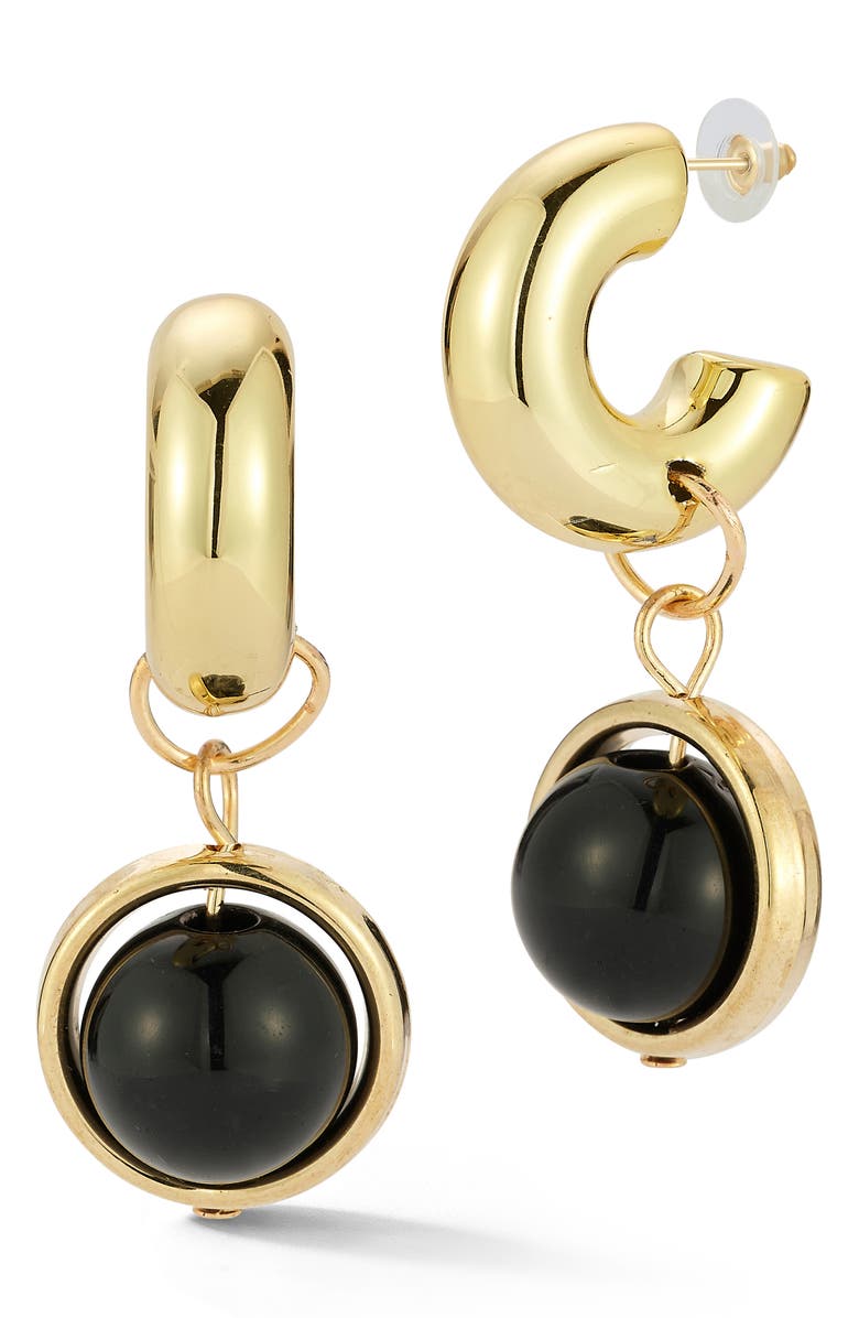 SPHERA MILANO Ball Drop Huggie Hoop Earrings, Main, color, Gold