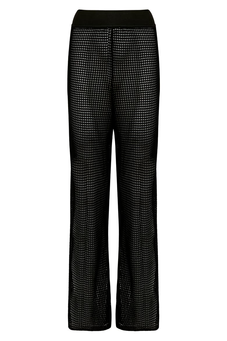 Valerie Open Stitch Wide Leg Pants, Alternate, color, BLACK