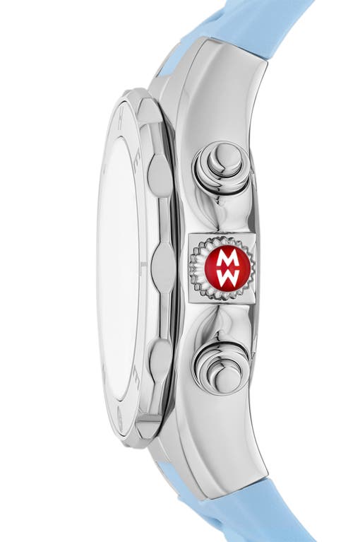 Michele Jellybean Silicone Strap Watch, 38mm In Blue/silver