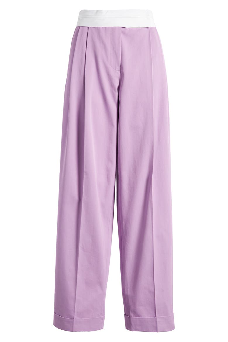Gentlewoman Pleated High Waist Cotton Gabardine Trousers, Alternate, color, LILAC