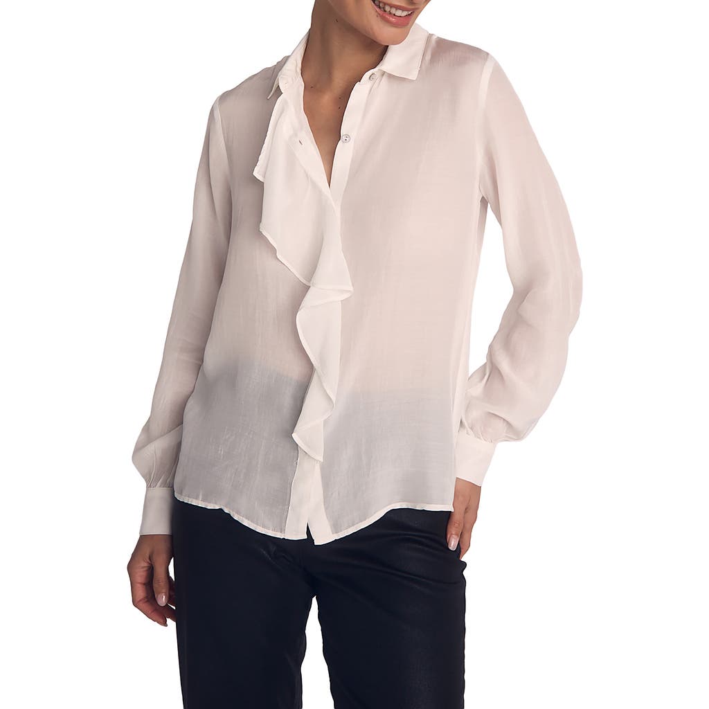 Bella Dahl Ruffle Button-up Shirt In White
