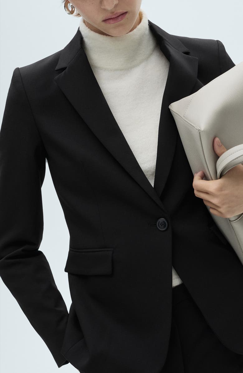 MANGO Fitted Suit Jacket, Main, color, Black