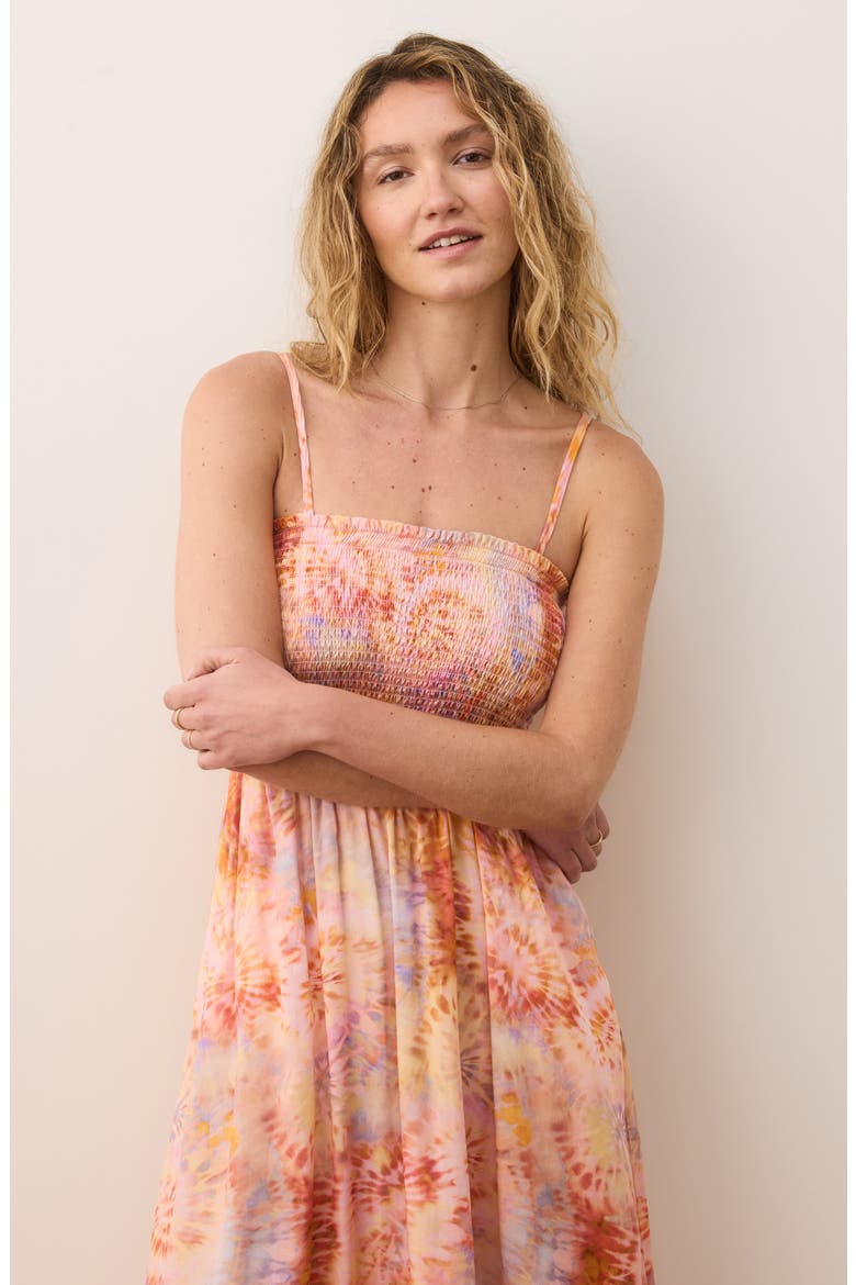 Sutton Tie Dye Smocked Maxi Sundress, Alternate, color, ORANGE TIE DYE