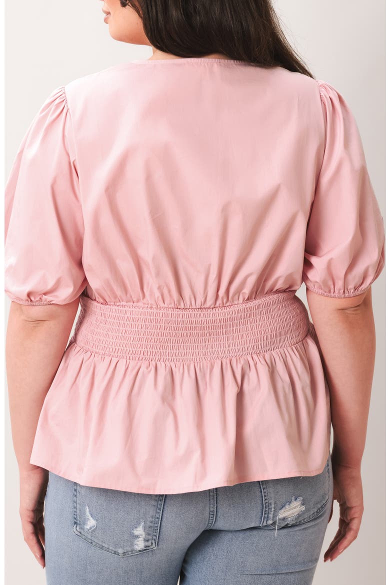Split Neck Puff Sleeve Top, Alternate, color, BABY PINK