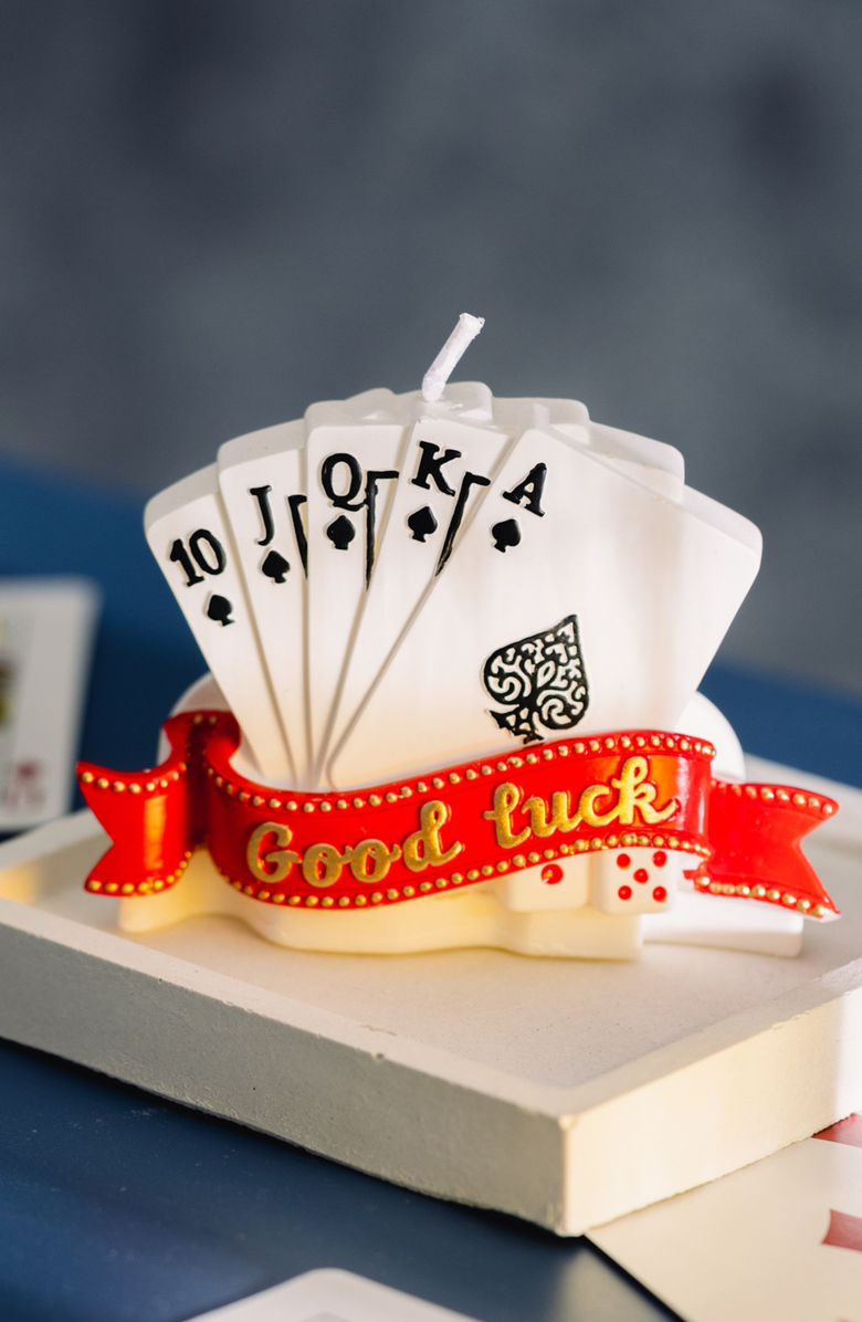 Southlake gifts Poker Straight Flush Candle, Alternate, color, White / Red