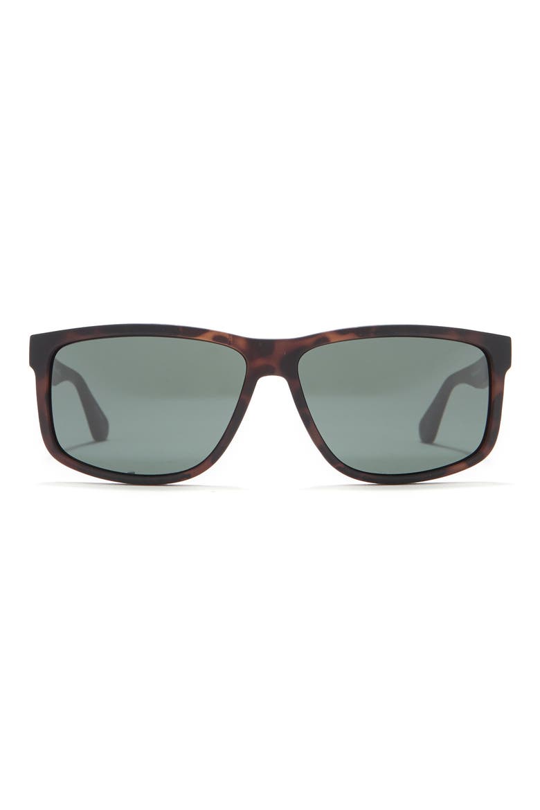 60mm Rectangle Sunglasses, Main, color, DKHAVANA / GREEN