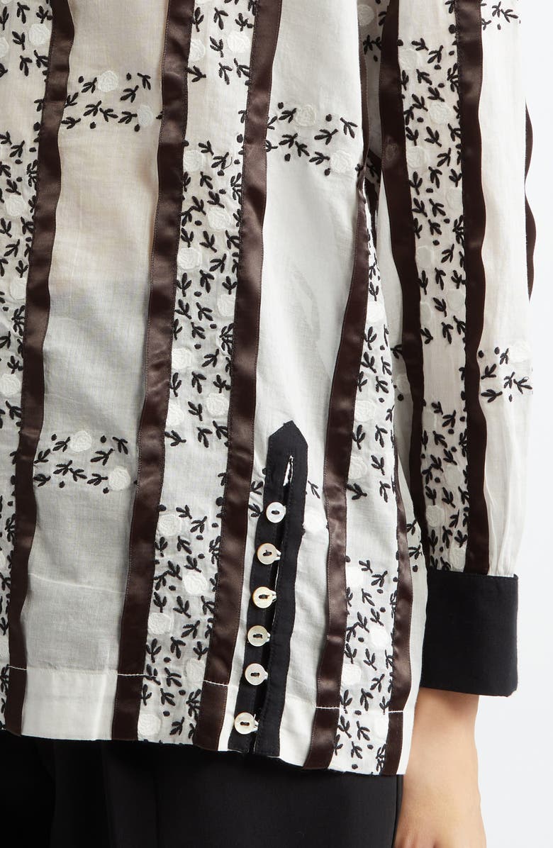 Bode Lattice Sprig Embroidered Cotton Top, Alternate, color, 