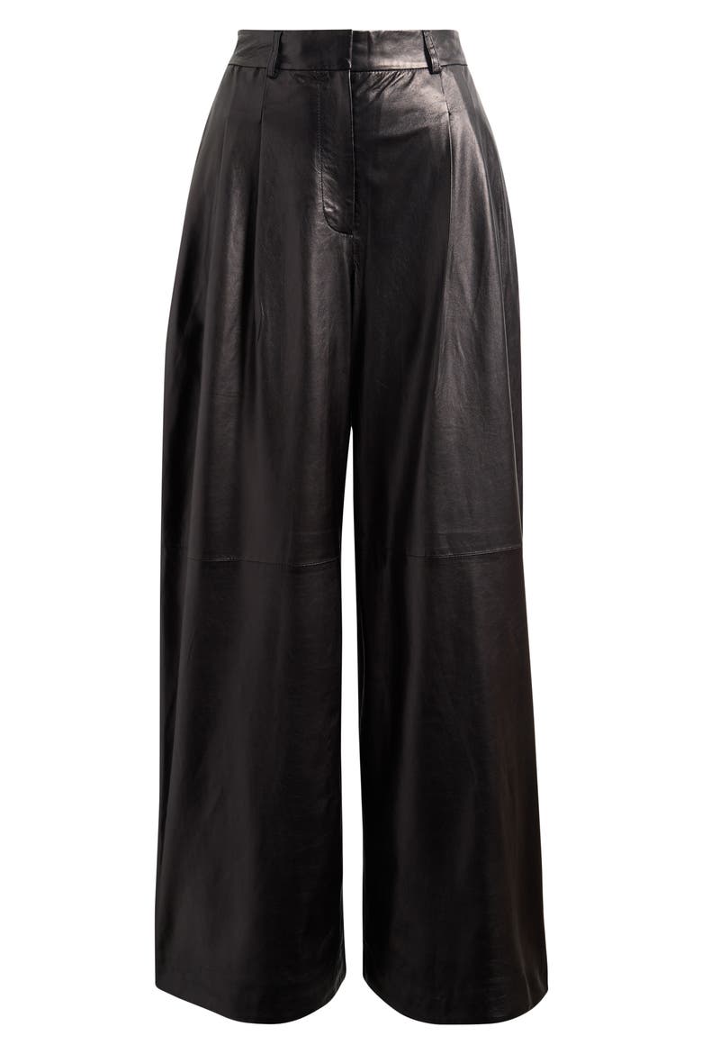 Avery Wide Leg Leather Pants, Alternate, color, DARK MIDNIGHT