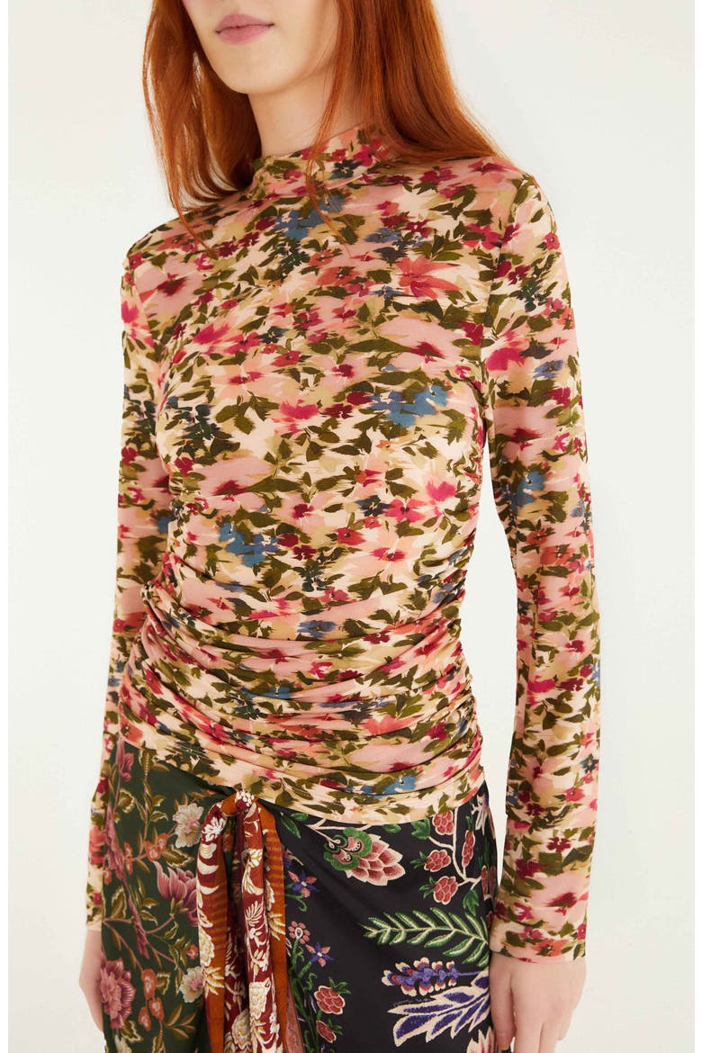 Ikat Tiny Flowers Jersey Top, Main, color, PINK
