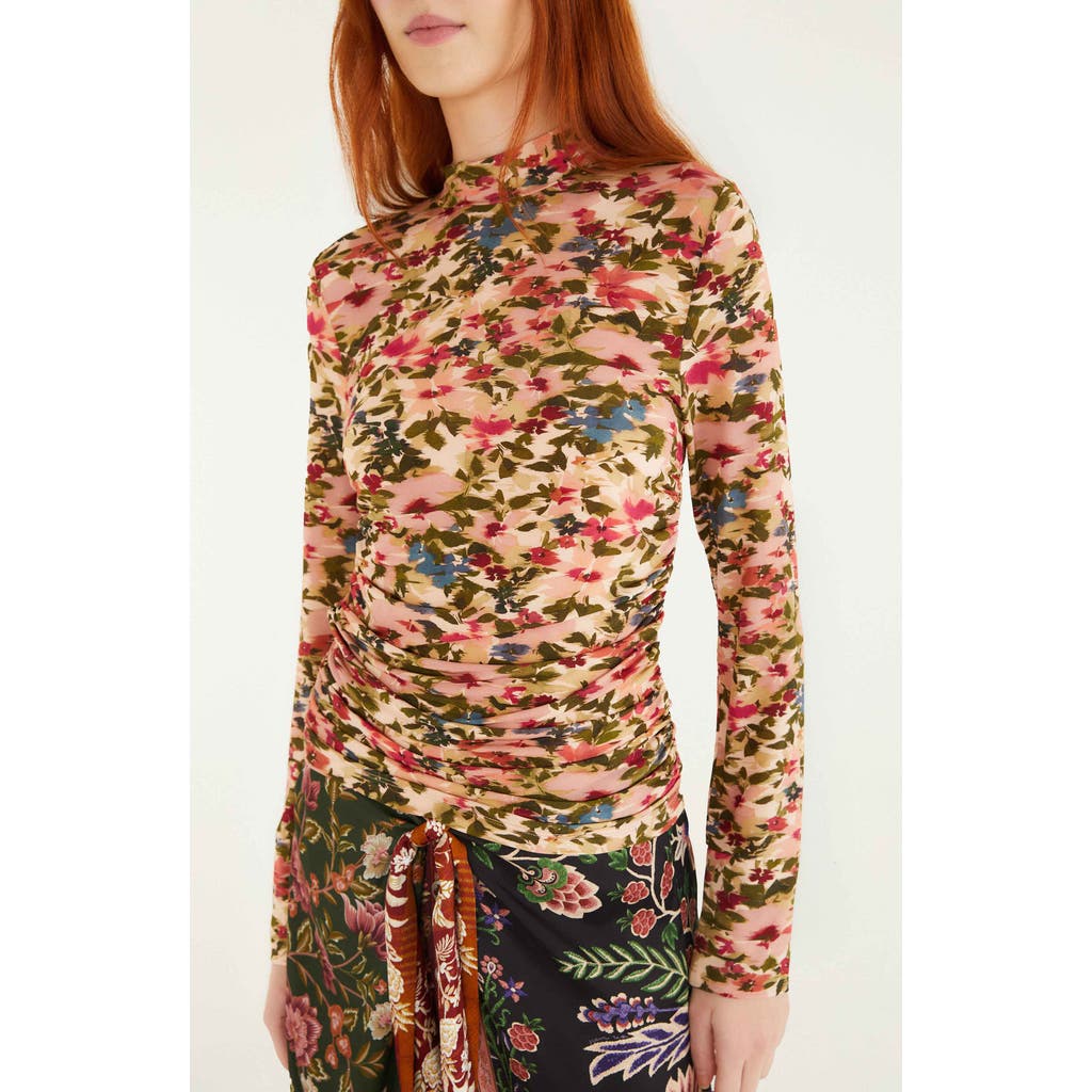 Farm Rio Ikat Tiny Flowers Jersey Top In Multi