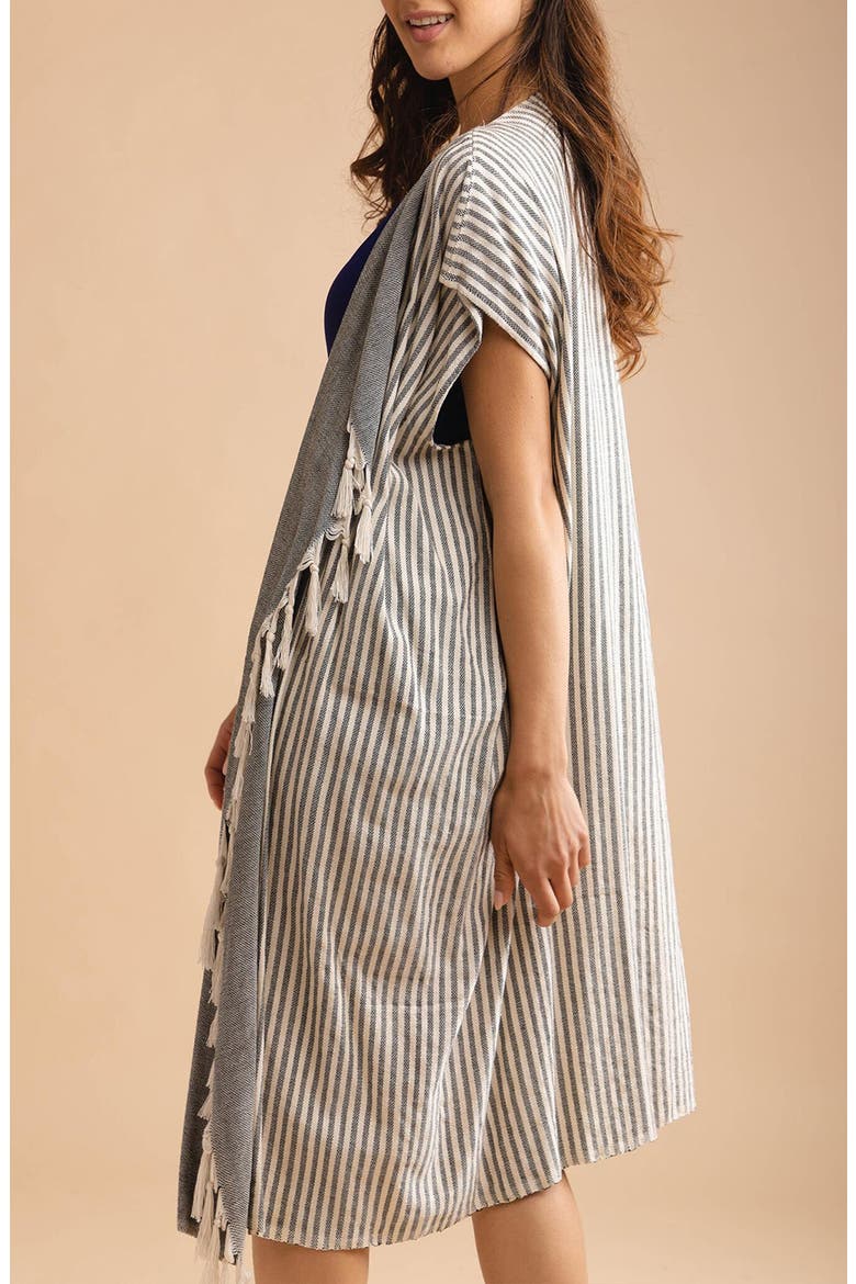 Striped Turkish Towel Robe, Alternate, color, GREY