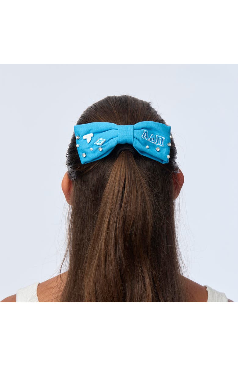 Lele Sadoughi Alpha Delta Pi Riley Bow, Alternate, color, Azure 400