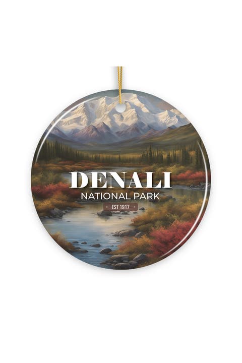 Denali National Park Retro Style Ceramic Ornament