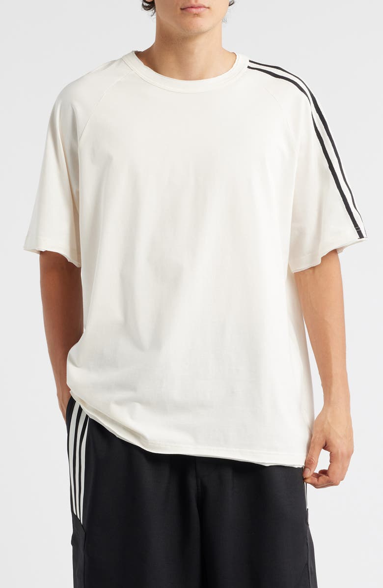 Y-3 Raw Edge 3-Stripes T-Shirt, Main, color, Beige