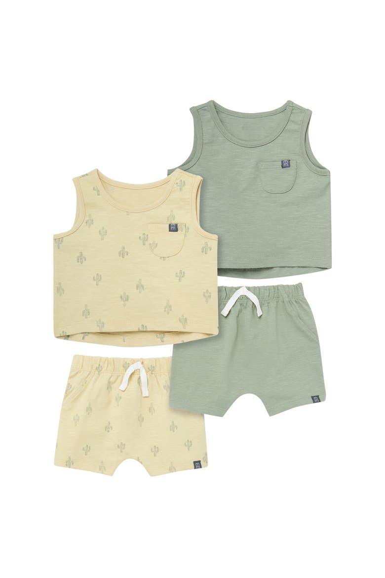 Sleeveless Shirts and Shorts Set, Main, color, Yellow Cactus