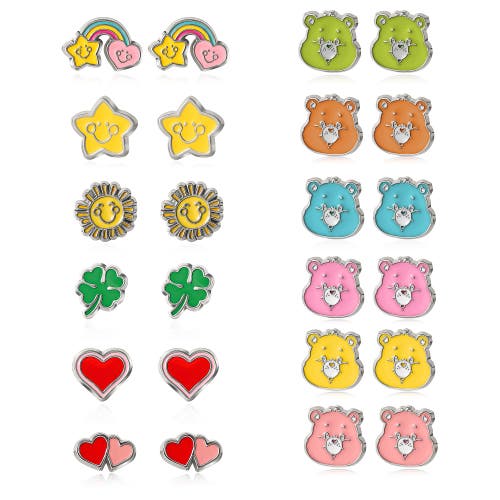 Care Bears Cute Stud Earrings Set Of 12 In Multi